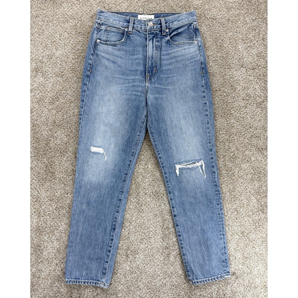 SLVRLAKE Beatnik Ankle Jean In Rockaway Women's 27 Blue Distressed USA Made NWOT
